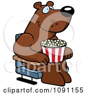 Poster, Art Print Of Happy Bear With Popcorn At The Movie Theater