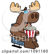 Poster, Art Print Of Moose Eating Popcorn And Watching A 3d Movie At The Theater