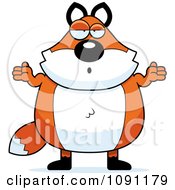 Clipart Chubby Fox Shrugging Royalty Free Vector Illustration