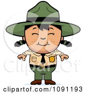 Clipart Happy Asian Forest Ranger Girl Royalty Free Vector Illustration