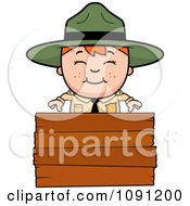 Poster, Art Print Of Happy Forest Ranger Boy Over A Wood Sign