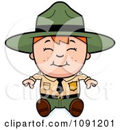 Happy Forest Ranger Boy Sitting
