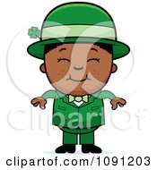 Clipart Happy Black Child Leprechaun Boy Royalty Free Vector Illustration