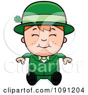 Clipart Sitting Child Leprechaun Boy Royalty Free Vector Illustration
