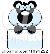 Clipart Cute Panda Holding A Sign Royalty Free Vector Illustration by Cory Thoman