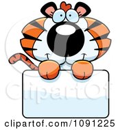 Poster, Art Print Of Cute Tiger Holding A Sign