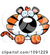 Poster, Art Print Of Cute Tiger Over A Surface