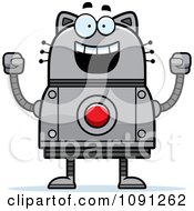 Clipart Excited Robot Cat Royalty Free Vector Illustration by Cory Thoman