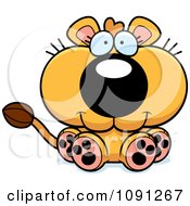 Clipart Cute Sitting Lioness Royalty Free Vector Illustration