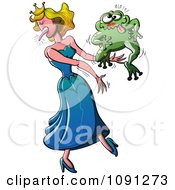 Clipart Frog Stealing A Kiss From A Disgusted Princess Royalty Free Vector Illustration