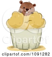 Poster, Art Print Of Cute Groundhog In A Cupcake
