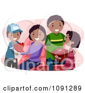 Clipart Black Kids Giving Their Parents Valentines Day Gifts Royalty Free Vector Illustration