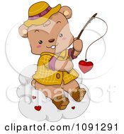 Poster, Art Print Of Fishing Bear Reeling In A Valentine Heart On A Cloud