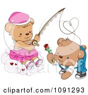 Poster, Art Print Of Girl Teddy Bear Reeling In A Boy With A Rose