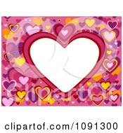 Poster, Art Print Of White Frame Surrounded By Colorful Hearts