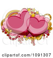 Poster, Art Print Of Two Pink Hearts And Valentine Grunge