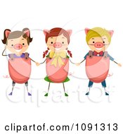 Clipart National Pig Day Children In Costumes Royalty Free Vector Illustration