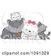 Clipart Cute Cat Family Royalty Free Vector Illustration
