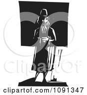 Clipart Man Standing Alone Black And White Woodcut Royalty Free Vector Illustration