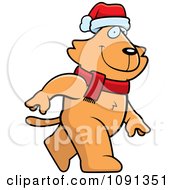Clipart Walking Christmas Cat Royalty Free Vector Illustration