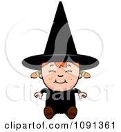 Clipart Happy Halloween Witch Girl Sitting Royalty Free Vector Illustration
