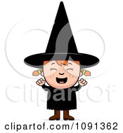Clipart Happy Halloween Witch Girl Cheering Royalty Free Vector Illustration