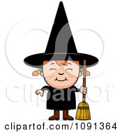 Clipart Happy Halloween Witch Girl Royalty Free Vector Illustration