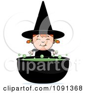 Happy Halloween Witch Girl And Cauldron