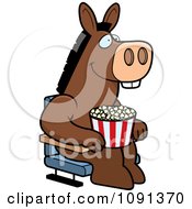 Poster, Art Print Of Happy Donkey With Popcorn At The Movie Theater