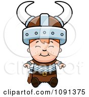 Clipart Happy Viking Boy Sitting Royalty Free Vector Illustration