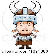 Clipart Happy Viking Girl Royalty Free Vector Illustration