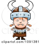 Clipart Mad Viking Girl Royalty Free Vector Illustration by Cory Thoman