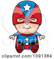Clipart Happy Super Boy Sitting Royalty Free Vector Illustration