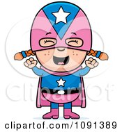 Clipart Cheering Super Girl Royalty Free Vector Illustration