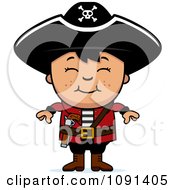 Clipart Happy Asian Pirate Boy Royalty Free Vector Illustration