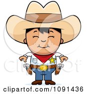 Poster, Art Print Of Happy Asian Sheriff Cowboy Kid