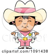 Poster, Art Print Of Happy Asian Sheriff Cowgirl Kid