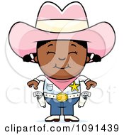 Clipart Happy Black Sheriff Cowgirl Kid Royalty Free Vector Illustration