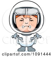 Clipart Mad Red Haired Astronaut Girl Royalty Free Vector Illustration