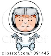 Clipart Sitting Red Haired Astronaut Girl Royalty Free Vector Illustration