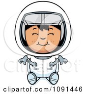 Clipart Sitting Astronaut Girl Royalty Free Vector Illustration