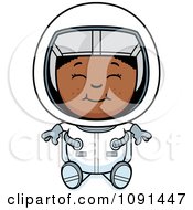 Clipart Sitting Black Astronaut Girl Royalty Free Vector Illustration
