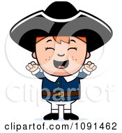 Clipart Colonial Boy Cheering Royalty Free Vector Illustration