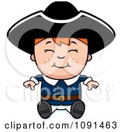 Clipart Colonial Boy Sitting And Smiling Royalty Free Vector Illustration