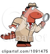 Poster, Art Print Of Dinosaur Detective Using A Magnifying Glass