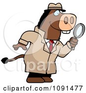 Poster, Art Print Of Donkey Detective Using A Magnifying Glass