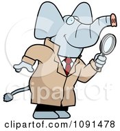 Poster, Art Print Of Elephant Detective Using A Magnifying Glass