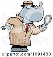 Poster, Art Print Of Rhino Detective Using A Magnifying Glass