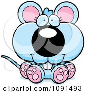 Clipart Cute Sitting Blue Mouse Royalty Free Vector Illustration