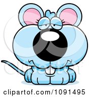 Poster, Art Print Of Cute Depressed Blue Mouse